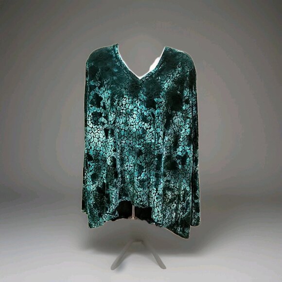 VTG Show Me Your Mumu Sz S Velour Velvet Sheer Top Teal LS Snake Vibe 80s - Picture 7 of 12